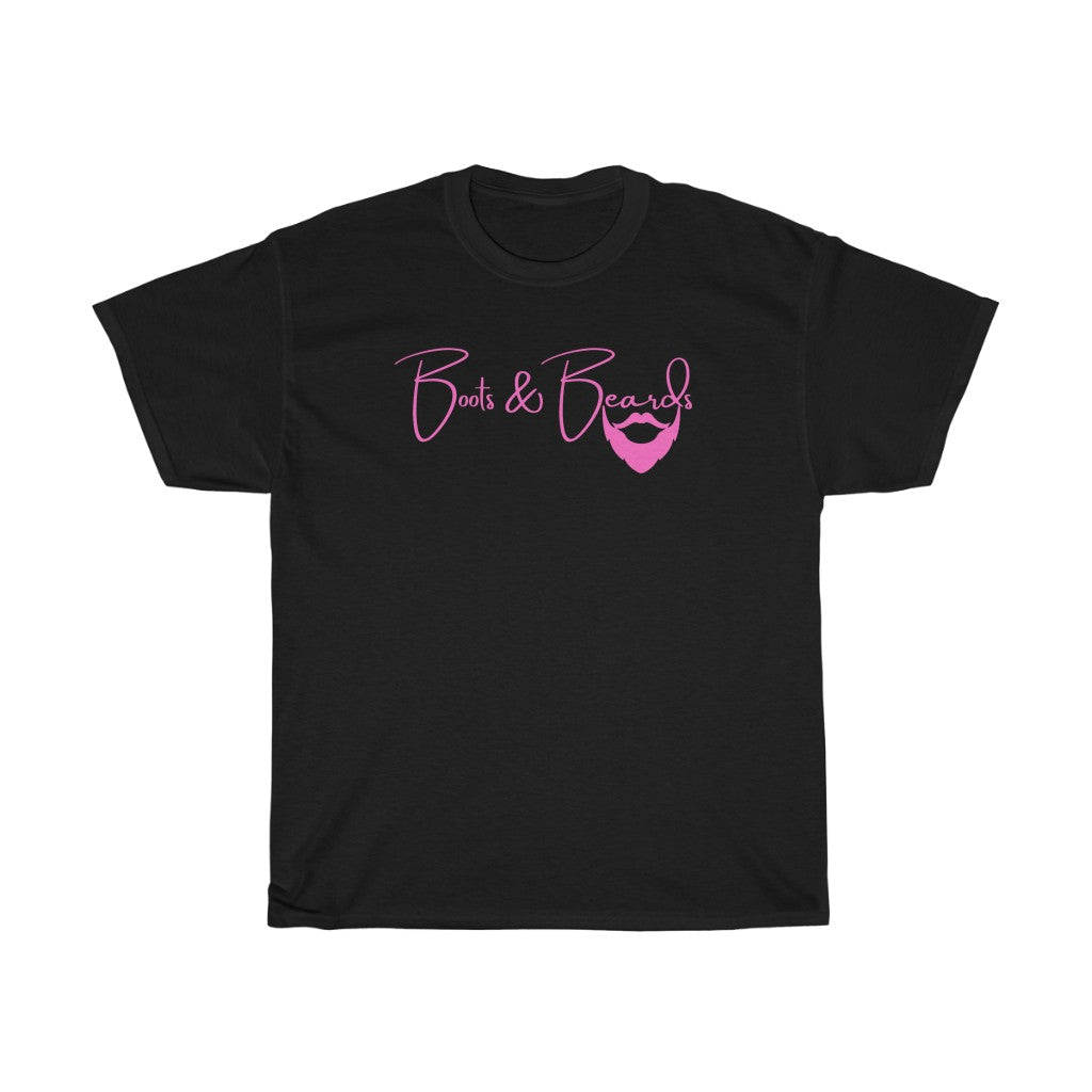Unisex Heavy Cotton Tee Pink Logo