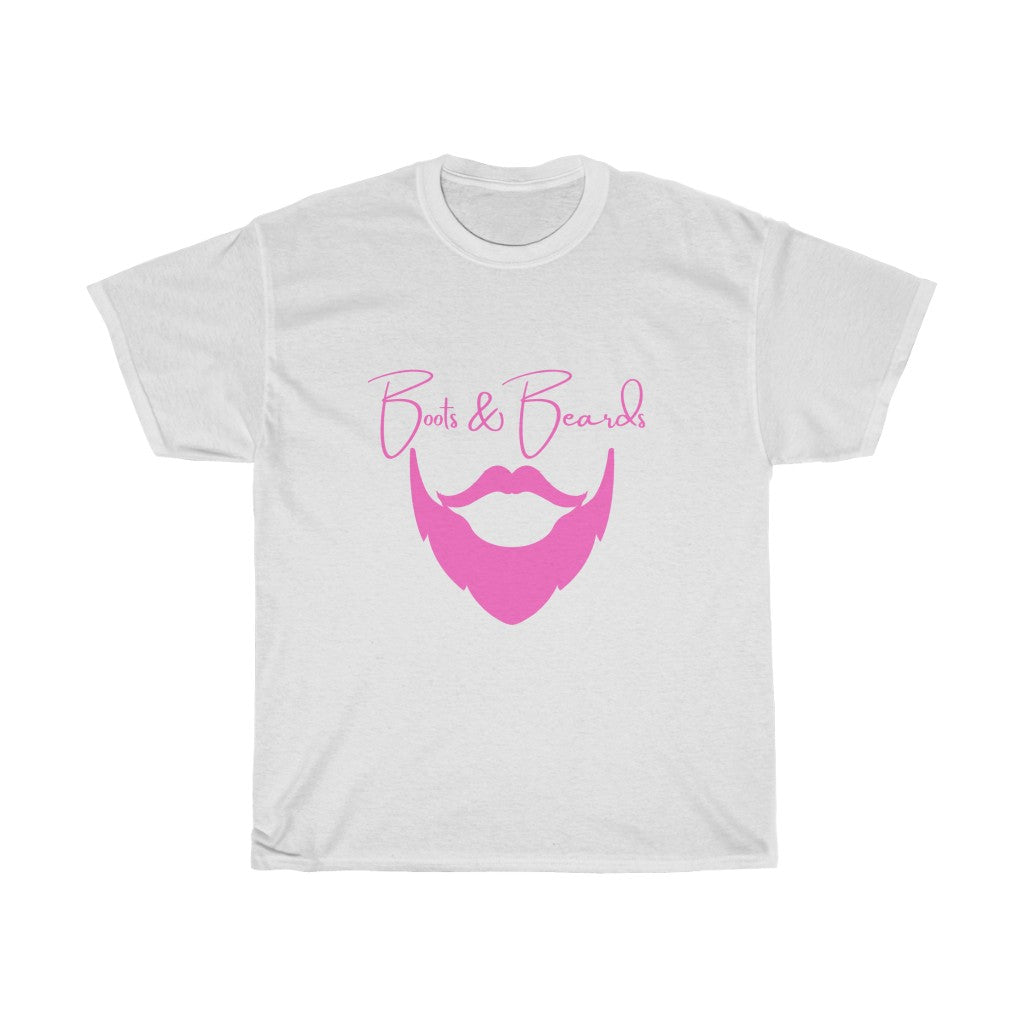 Unisex Heavy Cotton Tee Pink Logo